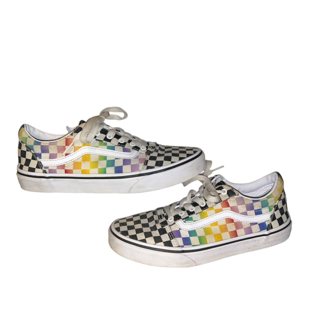 Vans Checkerboard Rainbow Old Skool Low Shoes Sneaker US 5.5 Unisex